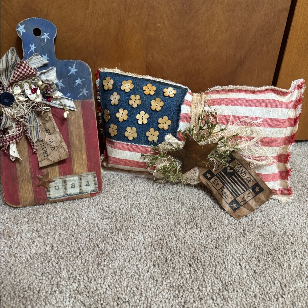 Handmade Rustic American Flag Decor Set